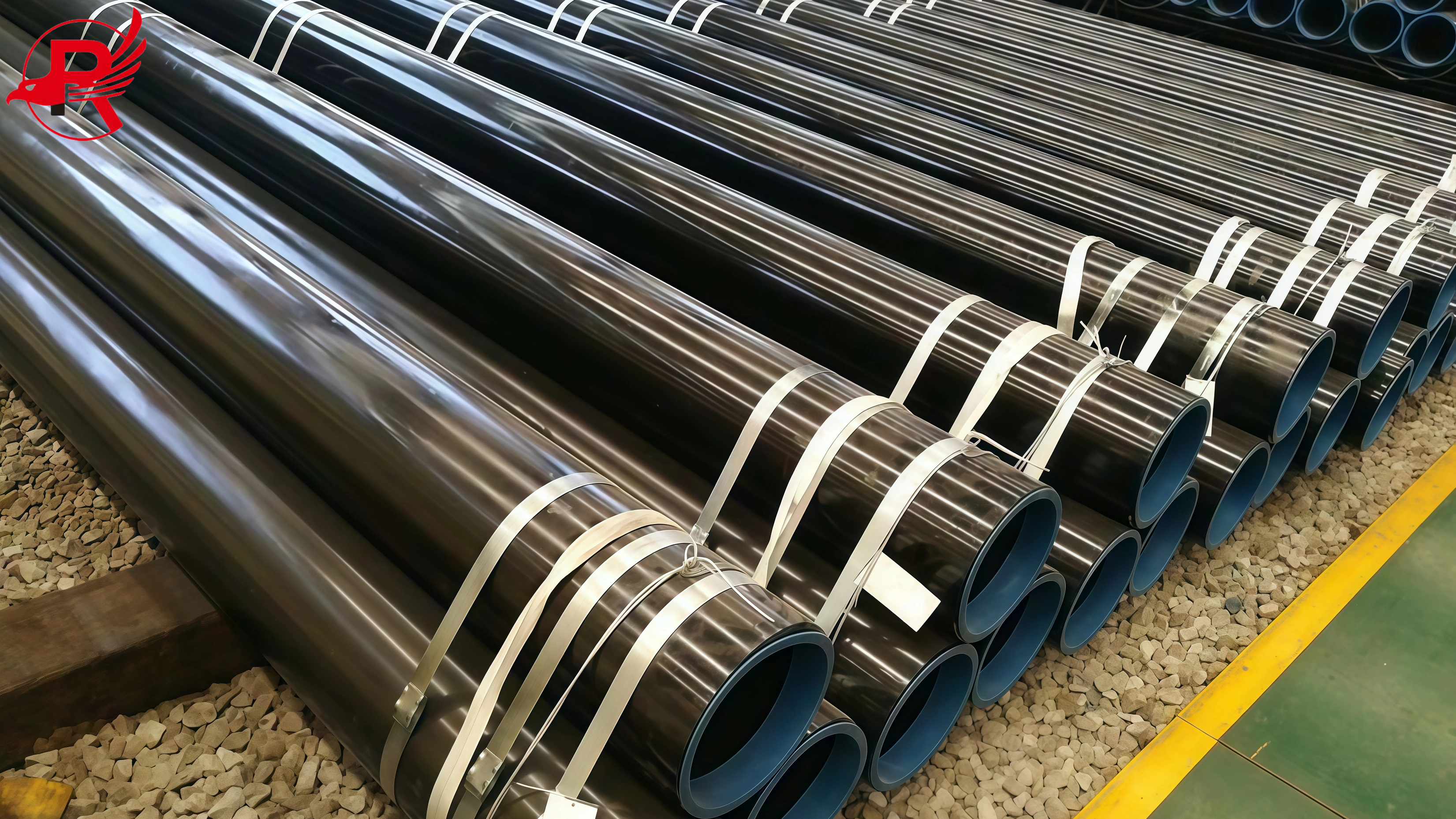 The API tubes in the factory are neatly arranged.