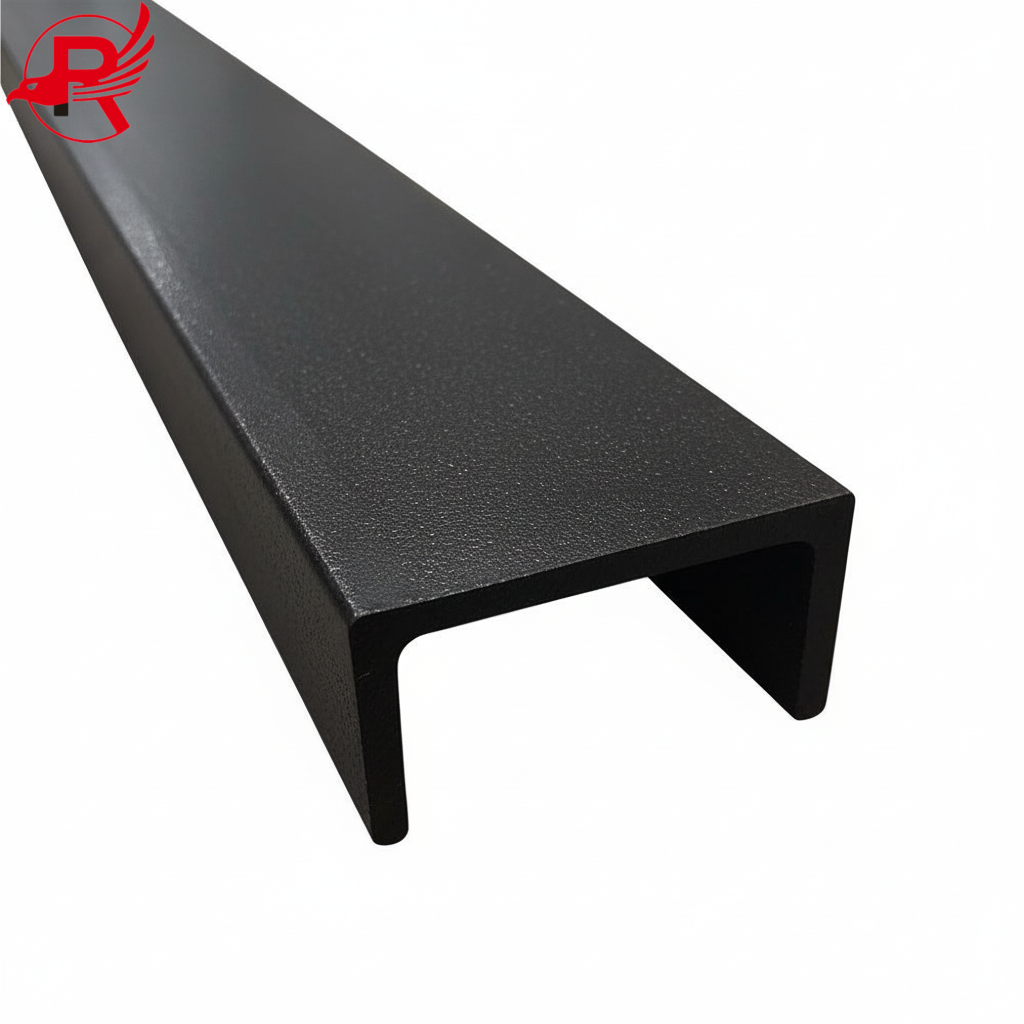 black oil painted upn  u channel beam royal steel group