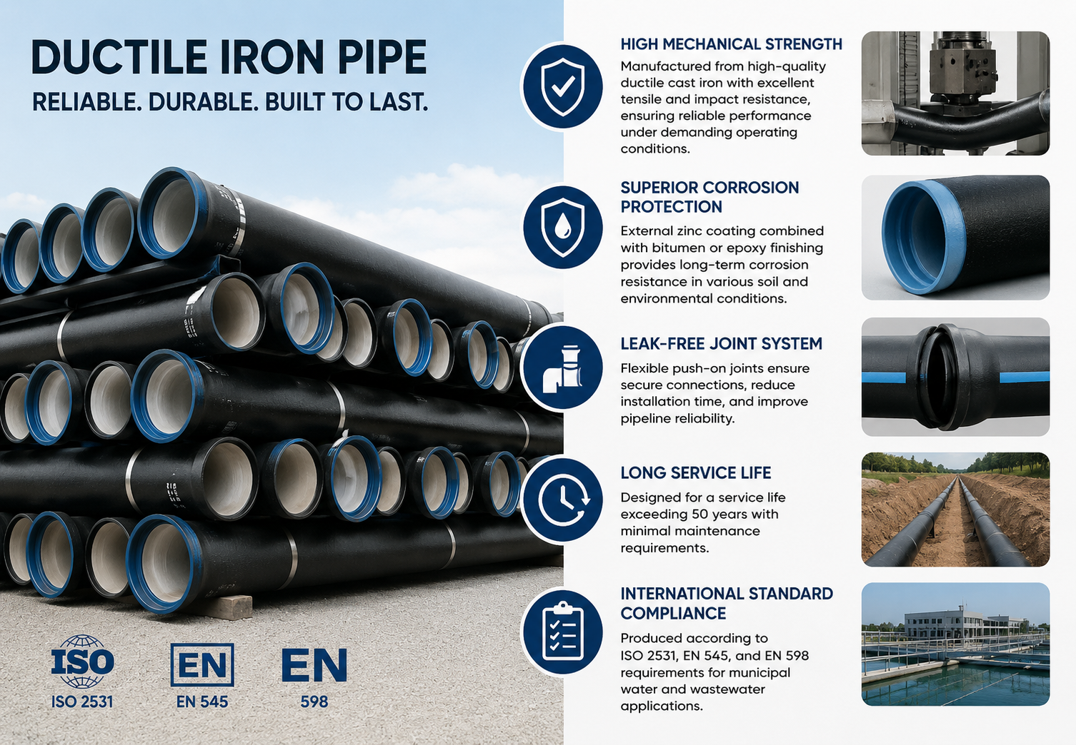 ductile steel pipe product features