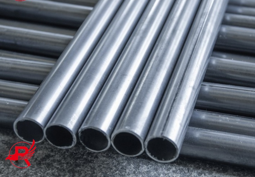 pipe, circle aluminium steel on cement floor