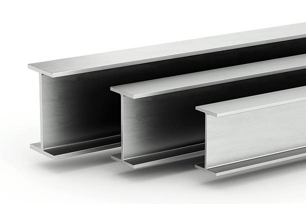 Steel I-beam. Flange beam on white background. 3D rendering